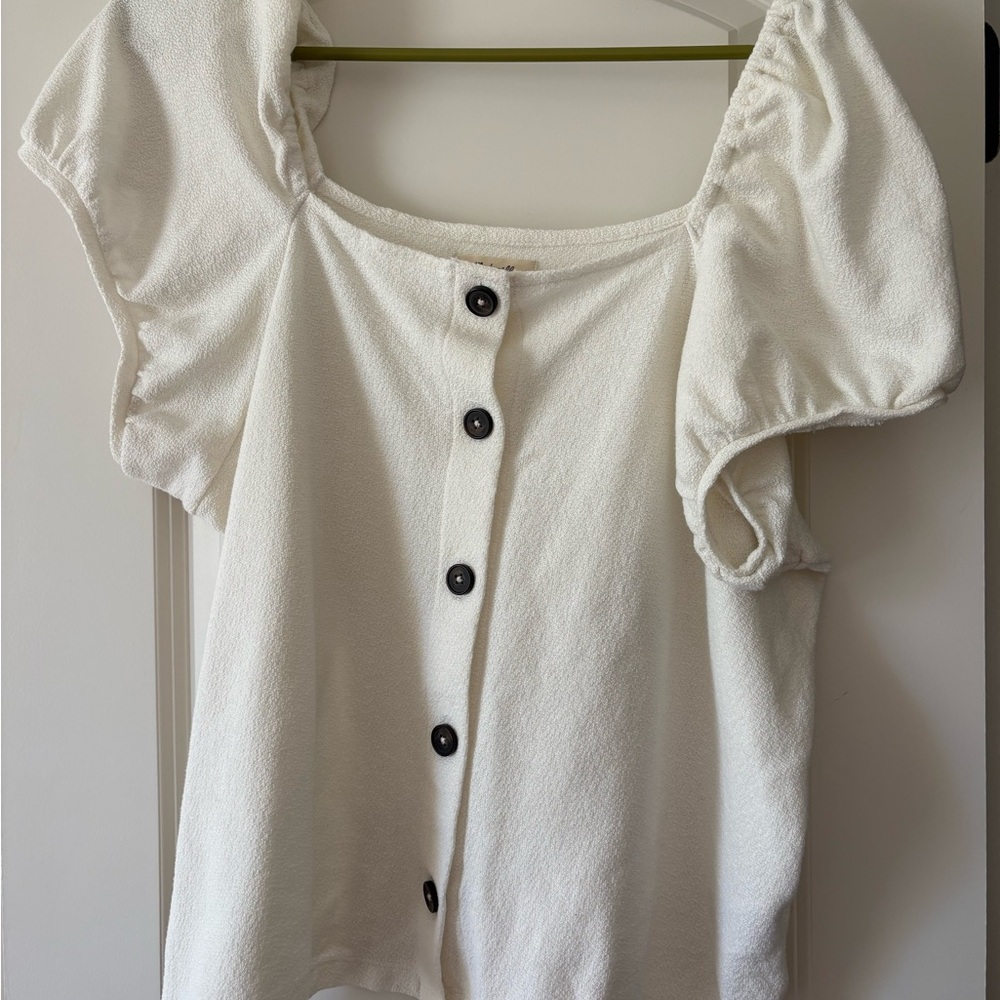 Madewell White Button-Front Blouse